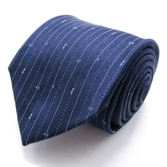 コムサメン ブランド ネクタイ シルク ライン柄 小紋柄 点線 PO メンズ ネイビー COMME CA MEN 【中古】