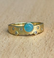 GSTV K18 パライバトルマリン0.45ct ダイヤ0.13ct リング