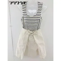 ◇ ◎ DEREK LAM デレクラム ボーダー レイヤード調 ノースリーブ 膝丈 ワンピース サイズ0 ベージュ ネイビー レディース  【中古】 【1107090014456】