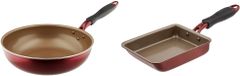 【2点セット フライパン炒め鍋28cm+卵焼き器】オール熱源(ガス火・IH両方OK) evercookα(エバークック アルファ) PFOA PFOS フリー ワインレッド 2年保証 ドウシシャ