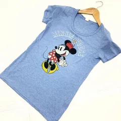 ミニー MINNIE ディズニー公式 オフィシャル 半袖Tシャツ 水色 レディース M相当 細身 スリムシルエット ブルー■FC19
