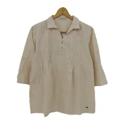 クロコダイル 長袖シャツ 7分袖 コットン100% ブランド トップス レディース Lサイズ ベージュ×ホワイト CROCODILE 【中古】のサムネイル