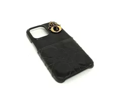 ChristianDior ディオール レディディオール カナージュ パテントレザー  iPhone 13Pro 対応 スマホケース ブラック系 BM3101