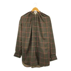 【美品】  HYKE / ハイク | 2021AW | PLAID GATHERED BLOUSE チェックブラウス | 1 | ベージュ×ブラック系 | レディース HYKE 【美品】 / ハイク | 2021AW PLAID GATHERED BLOUSE