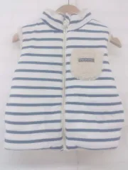 ◇ apres les cours リバーシブル ストライプ ボア ベスト サイズ120 ホワイト ベージュ ネイビー レディース メンズ E  【1302180013771】