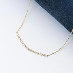 美品☆ 4℃ K10 YGダイヤモンド ネックレス スマイル ライン 4℃ K18
