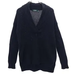 ラルフローレン Vネック コットン ケーブル編み ニット XXS 黒 RALPH LAUREN 長袖 セーター レディース 【中古】  【221122】 【PD】