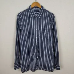 TOMMY HILFIGER トミーヒルフィガー シャツ 長袖 ストライプ ネイビー Lサイズ メンズ 古着 アメカジ ストリート　シティーボーイ
