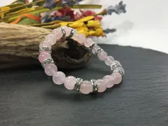 パワーストーン ブレスレット ローズクォーツ 天然石ブレス （シルバー）レディース 女性  数珠ブレス 開運 プレゼント ギフト  [4]