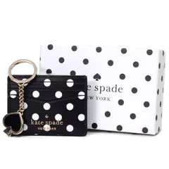 ケイトスペード カードケース katespade PVC チャーミング ドット カードホルダー カードケース キーフォブ キーホルダー 専用BOX付 2点セット ブラックマルチ K9577