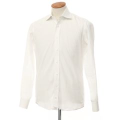【中古】エマニュエルバーグ Emanuel Berg コットン セミワイドカラー ドレスシャツ ホワイト【サイズ39/M】【メンズ】