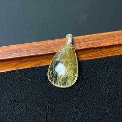 高級 EU製 ★タイチンルチルペンダント★黄金針水晶 ゴールド アクセサリー 九星開運天然石B ギフト 29.4*19*8.9mm ZB4968