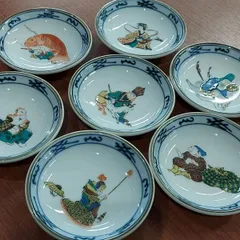 九谷焼　文山窯　七福神　豆皿　7枚セット　クタニヤキ