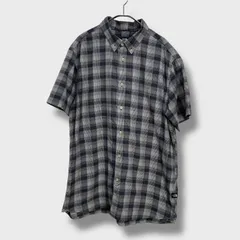 ☆THE NORTH FACE☆ザノースフェイス☆チェック柄半袖シャツ☆ボタンダウン☆グレー☆ネイビー☆速乾ナイロン☆XL☆F25M