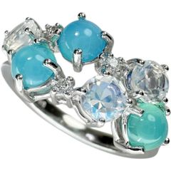 11号 【TASAKI/タサキ】カルセドニー  ムーンストーン ダイヤモンド 0.03ct リング・指輪 K18WGホワイトゴールド 18金  4.1g レディース 【中古】【真子質店】【NN】