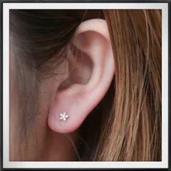 【シルバー】 スター スタッド ピアス ラインストーン 五芒星 花 アクセサリー