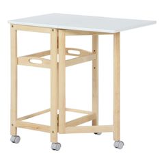〈数量限定〉バタフライワゴン キッチンワゴン 幅35~70×奥行45×高さ69.5cm ホワイト 不二貿易(Fujiboeki) ナチュラル 天然木 UV塗装 キャスター付き