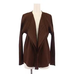 プリーツプリーズ PLEATS PLEASE イッセイミヤケ ノーカラージャケット アウター 前開きトッパー ストレッチ 3 茶 ブラウン /BBのサムネイル