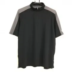 アンダーアーマー 半袖ハイネックシャツ 黒×グレー ハーフジップ  メンズ MD(M) ゴルフウェア UNDER ARMOUR