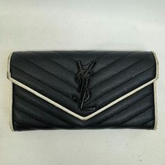 SAINT LAURENT 長財布 キルティング レザー ブラック ホワイト SAINT LAURENT 長財布 キルティング レザー ブラック ホワイト - メルカリ