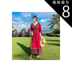 種類8：画像4/S ワンピース フレアワンピース ロング ロング丈 マキシ マキシ丈 袖あり 長袖 フレアスリーブ 襟なし Aライン 大人可愛い きれいめ シンプル カジュアル 大人 上品 おしゃれ レトロ アジアン エスニック エキゾチック 大人女子 こなれ