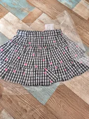 メゾピアノチェックハート風船スカートキュロット