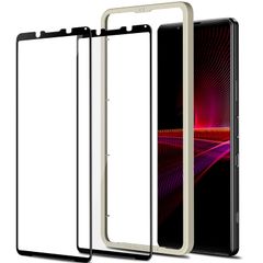 【在庫処分】III専用浮かない ] ガラスフィルム Xperia 1 III 用 ガイド枠付き [1 SOG03 / SO-51B用 強化ガラス 全面保護 2枚入 ソニーエクスペリア 1 III iXinQu 対応 液晶保護フィルム フルカバー 日本製 硬度9