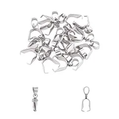 ステンレス色-20個_1種 UNICRAFTALE 約20個 ステンレス バチカン 304ステンレス製スナップオンベイル ピンチベイル ピンチクラスプ クリップクラスプベイル ネックレスクラスプ ペンダントベイル バチカンパーツ 留め金 ネックレスブレスレット