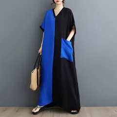 Vネック マキシワンピ ロングワンピース 切り替え  プルオーバー ロング   レディース 体型カバー きれいめ 可愛い チュニック ブラウス トップス 綿混 着痩せ 春 夏 薄手 大人 裏地なし 膝下丈 カジュアル 大きいサイズ 通勤 お呼ばれ