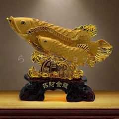 新作1 36cmアロワナ 魚模型 フィギュア レプリカ 魚オブジェ 金色