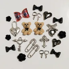 No.154　地雷系　くま　ブラック　シルバー　ネイルパーツ　まとめ売り