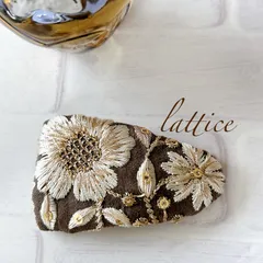 【インド刺繍リボン　パッチンピン】花柄トープ