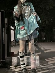 ボカロ　サイバー　サブカル系　サブカル　パーカー　ジャージ　渋谷　原宿　パステルブルー　グレー　天使界隈　水色界隈　推し活　病みかわいい　病み　量産型　チャイナ　ゴスロリ　ロリータ　初音ミク
