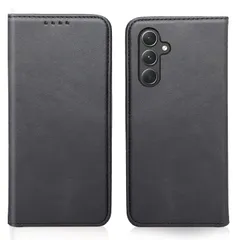 新品 Galaxy S24 FE ケース 手帳型 ギャラクシーS24FE 手帳 ケース 高級PUレザー マグネット式 3枚カード収納 横置きスタンド機能 スピーカーホール付き シンプルデザイン ヴィンテージライクな質感 耐衝撃 ブラック