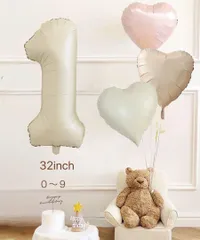 ナンバーバルーン ＆ハート バルーン　くすみ　誕生日 飾り 風船 セット　1歳 100日祝い　誕生日　バルーン　デコレーション　記念日　パーティの飾り