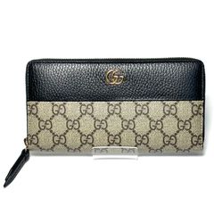 美品】GUCCI グッチ 長財布 GGマーモント ラウンドファスナー ブラック 