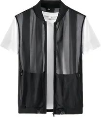 aspersio アスペルシオ メッシュ ベスト 軽量 快適 アウトドア 襟なし ジップアップ オシャレ チョッキ メンズ 袖なし 薄い ジレ 春夏 羽織 紳士 清涼 大人 速乾 釣り 爽やか スポーツ ポケット カーゴ(ランプブラック,  L)