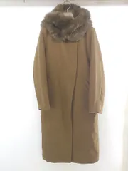 ■ ◎ KBF URBAN RESEARCH フェイクファー ウール混 長袖 ノーカラー コート サイズONE ブラウン レディース E  【1303280013036】