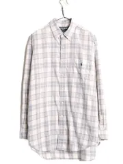 【お得なクーポン配布中!】 90s ラルフローレン ゴルフ チェック 長袖 ボタンダウン シャツ メンズ L / 90年代 オールド POLO GOLF TILDEN ポロ コットン ワンポイント