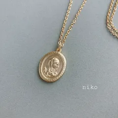 ◆ 50 マリア ヴィンテージ コイン ネックレス 50cm K16GP ゴールド アクセサリー ◆　再販 定番 人気 大人 上品 きれいめ シンプル ペンダント 大ぶり