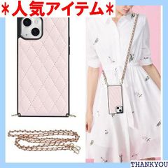 iPhone 13 mini 5.4 2021 対応 miniスマホ 首掛けケース 上質PUレザー 金属チェーンン iPhone 13 mini 人気スマホケース case 付きの専属ストラップ同梱なのでファスナースタイル iPhone - ピンク 876