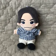 青チェック　シャツセット/はぴぬい　ちびぬい服　ぬい服　シャツ　チェック　ブルー　青　ナチュラル