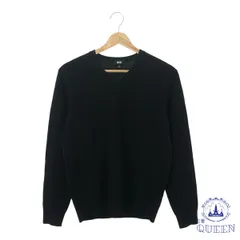 ☆美品☆ UNIQLO ユニクロ トップス ニット セーター 長袖 Vネック カジュアル シンプル 無地 おしゃれ レディース ブラック S カシミヤ100% 901-15993 送料無料 古着