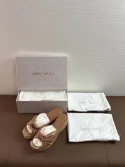 【極美品】ジミーチュウ アヴェニュー ウェッジ 50 コルク レザー ヒール サンダル 靴 シューズ ミュール 35 レディース