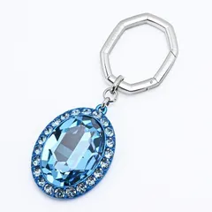 スワロフスキー SWAROVSKI キーリング キーホルダー ルーセント オーバルカット レディース ブルー 5666644 バッグチャーム
