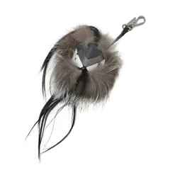 FENDI フェンディ バッグ バグズ モンスター チャーム / ファー レザー キーホルダー イタリア製 / ブラック グレー ホワイト / ファッション 小物 雑貨【レディース】【中古】