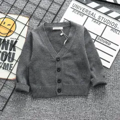 ☆ ダークグレー ☆ 140cm ☆ カーディガン キッズ lyca287 カーディガン キッズ 中厚 羽織り 羽織 長袖 綿100％ フォーマル Vネック 無地 子供服 子供 こども 子ども 女の子 男の子 男女兼用 シンプル ベーシック 通園 通学