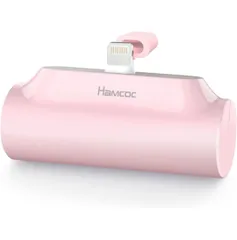 【業界新型モデル MFi正規認証品】Hamcoc モバイルバッテリー 軽量 小型 女性向け 可愛い iphone Lightningコネクター内蔵 コードなしモバイルバッテリー コードレスモバイルバッテリー 5000mAh