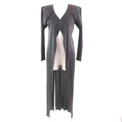極美品△PLEATS PLEASE プリーツプリーズ イッセイミヤケ PP05-JA001 フロントオープン 長袖 ロング カーディガン グレー 2 日本製 正規品 レディース