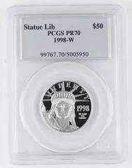 1998 W EAGLE プラチナ貨 プルーフコイン $25 PF70 1998 W EAGLE プラチナ貨 プルーフコイン $25 PF70